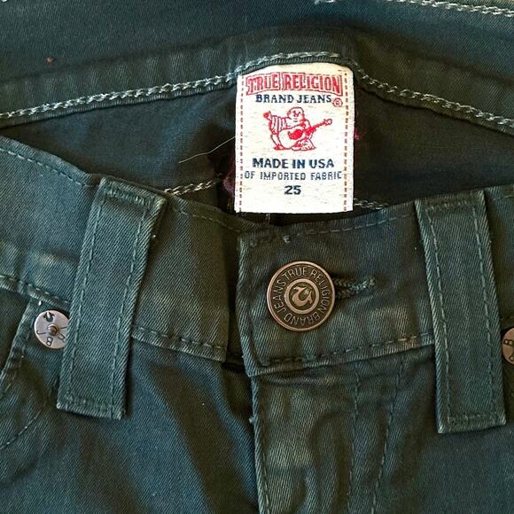 True Religion World Tour Casey Supper Skinny Dark Green Jeans Size 25 NWT $198 - Picture 8 of 10